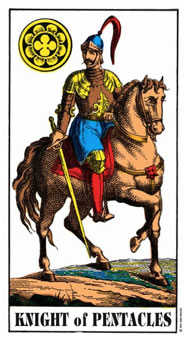 Knight of Coins Tarot card in Swiss (1JJ) Tarot deck