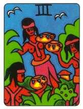 Three of Cups Tarot card in African Tarot Tarot deck