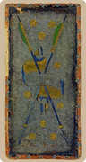 Two of Wands Tarot card in Cary-Yale Visconti Tarocchi deck
