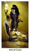 Ace of Cups Tarot card in Cat People deck