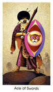 Ace of Swords Tarot card in Cat People deck