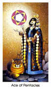Ace of Coins Tarot card in Cat People deck