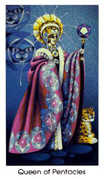 Queen of Coins Tarot card in Cat People deck