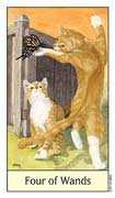Four of Wands Tarot card in Cat's Eye deck