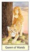 Queen of Wands Tarot card in Cat's Eye deck