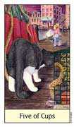 Five of Cups Tarot card in Cat's Eye deck