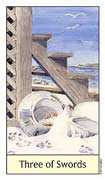 Three of Swords Tarot card in Cat's Eye deck