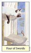 Four of Swords Tarot card in Cat's Eye deck