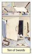 Ten of Swords Tarot card in Cat's Eye deck
