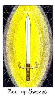 Ace of Swords Tarot card in Cosmic Tarot deck