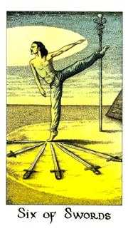 Six of Swords Tarot card in Cosmic Tarot deck