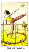 Four of Wands Tarot card in Cosmic deck