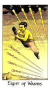 Eight of Wands Tarot card in Cosmic deck