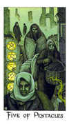 Five of Coins Tarot card in Cosmic deck