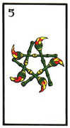 Five of Wands Tarot card in Esoterico deck