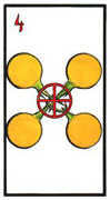 Four of Coins Tarot card in Esoterico deck