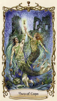 Two of Cups Tarot card in Fantastical Creatures Tarot deck