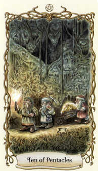 Ten of Pentacles Tarot card in Fantastical Creatures Tarot deck