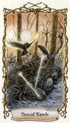 Two of Wands Tarot card in Fantastical Creatures deck
