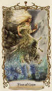 Five of Cups Tarot card in Fantastical Creatures deck