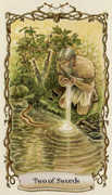 Two of Swords Tarot card in Fantastical Creatures deck