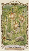 Four of Swords Tarot card in Fantastical Creatures deck