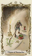 Three of Pentacles Tarot card in Fantastical Creatures deck