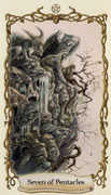 Seven of Pentacles Tarot card in Fantastical Creatures deck