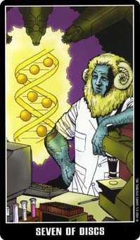 Seven of Coins Tarot card in Fradella Tarot deck
