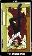 The Hanged Man Tarot card in Fradella deck