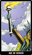 Ace of Wands Tarot card in Fradella deck