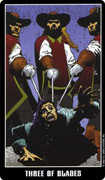 Three of Swords Tarot card in Fradella deck