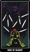 Nine of Swords Tarot card in Fradella deck