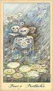 Four of Coins Tarot card in Ghosts & Spirits deck