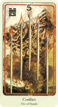 Five of Wands Tarot card in Haindl Tarot deck