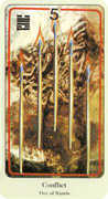 Five of Wands Tarot card in Haindl deck