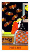 Nine of Bats Tarot card in Halloween deck