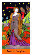 Nine of Pumpkins Tarot card in Halloween deck