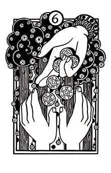 Six of Pentacles Tarot card in Heart & Hands Tarot deck