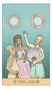 Three of Disks Tarot card in Luna Sol deck
