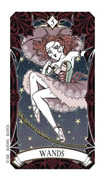 Five of Wands Tarot card in Magic Manga deck