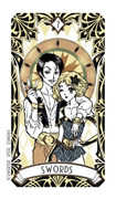 Seven of Swords Tarot card in Magic Manga deck