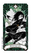 Two of Coins Tarot card in Magic Manga deck