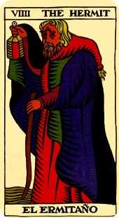 The Hermit Tarot card in Marseilles Tarot deck