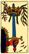 Ace of Swords Tarot card in Marseilles deck
