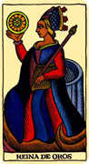 Queen of Coins Tarot card in Marseilles deck