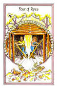 Four of Pipes Tarot card in Medicine Woman deck