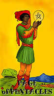Page of Coins Tarot card in Melanated Classic Tarot deck