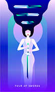 Four of Swords Tarot card in Mystic Mondays deck
