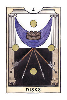 Four of Disks Tarot card in New Chapter Tarot deck